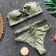 Купальник бандо с мягкой чашкой, плавки бикини бразилиана с высокой линией талии